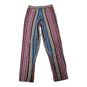 Women's Multicolor Bohemian Striped Pants - Size M